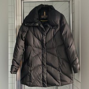 MARC NEW YORK Women’s Black Chevron Quilted Puffer Jacket Mid Thigh Preowned  L